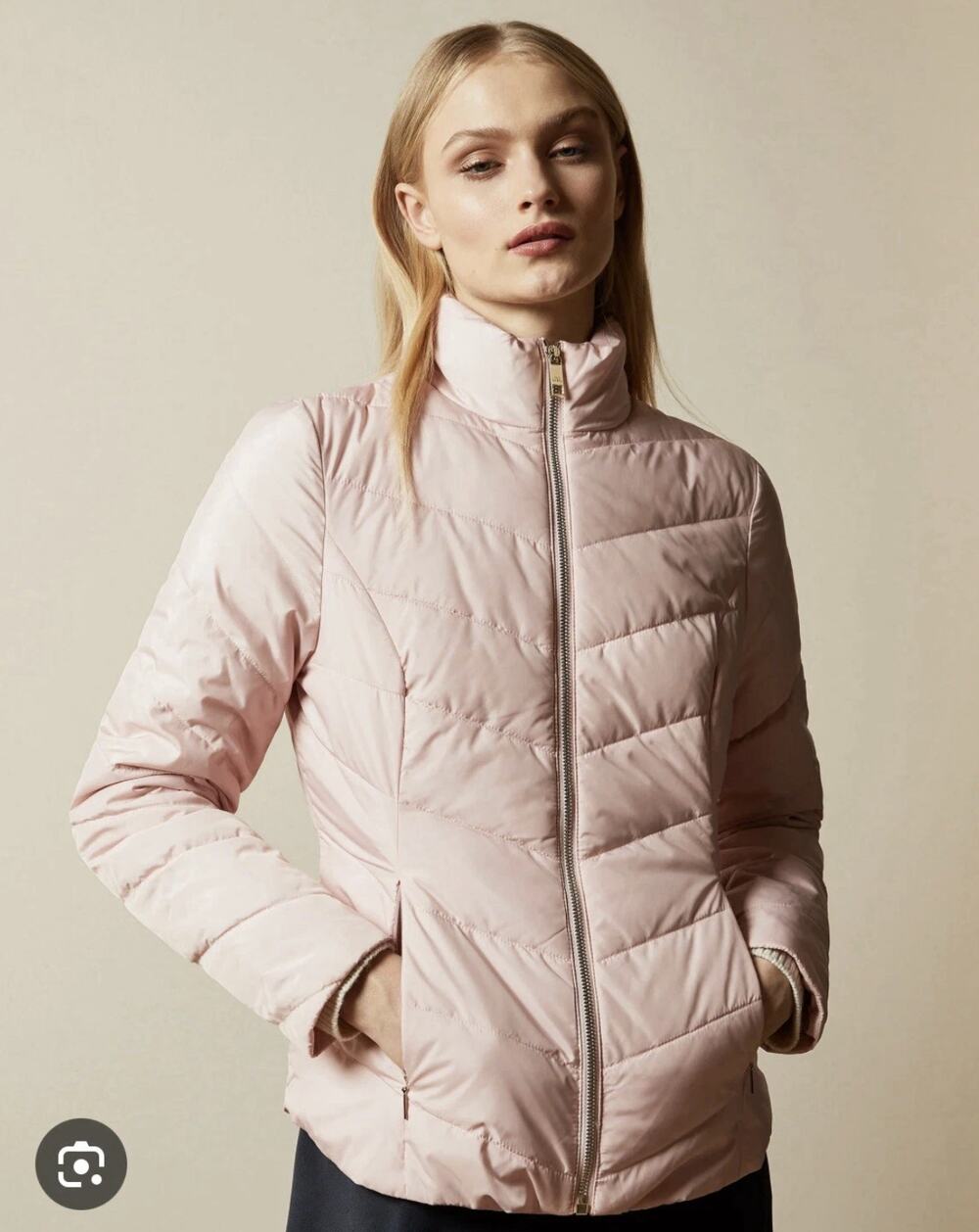 Ted Baker Puffer Jacket Womens 0 US 2 Renika Light Pink Padded Shell Packaway